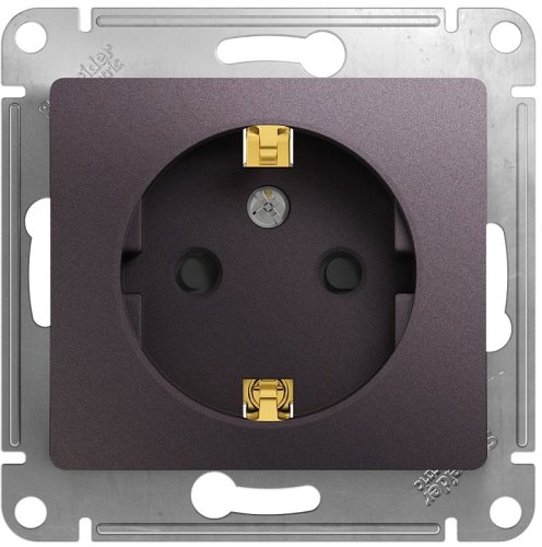 Розетка с заземлением без рамки Systeme Electric Glossa 1-м. шторки сиреневый туман картинка